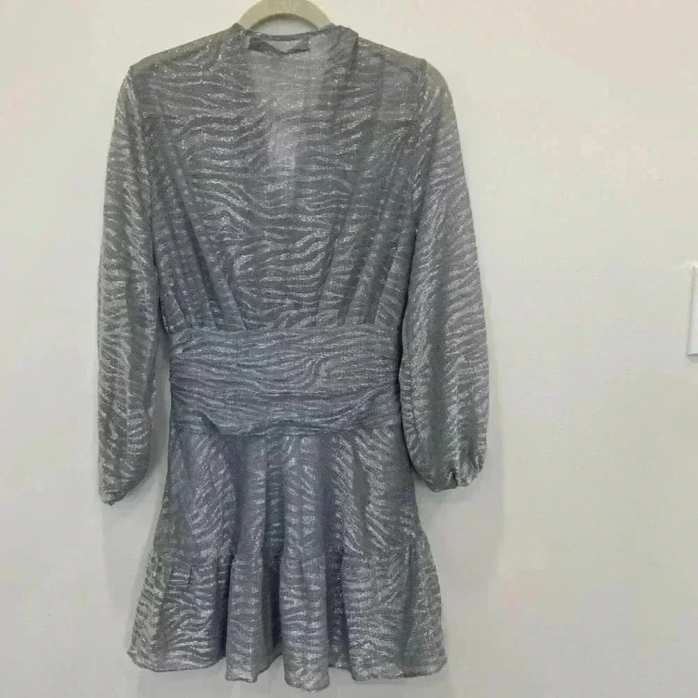 IRO Womens Metallic Ruffled Cocktail Mini Dress Size 34‎